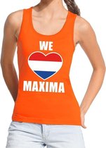 Oranje We love Maxima tanktop shirt/ singlet dames - Oranje Koningsdag/ Holland supporter kleding S