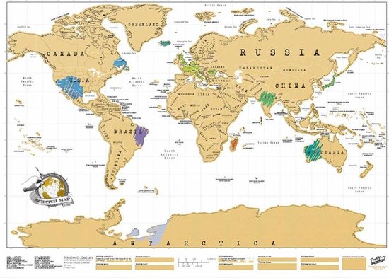 Wereld kraskaart - scratch map - wereldkaart krassen - kras waar je bent  geweest - 88... | bol.com