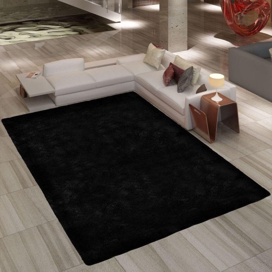 bol.com | vidaXL - Tapijt Hoogpolig tapijt zwart 120 x 170 cm 240091