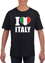 Zwart I love Italie fan shirt kinderen XS (110-116)