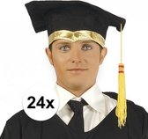 24x Luxe afstudeerhoedje / geslaagd hoedje met gouden details - afstudeerpet