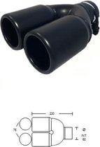 Zwart Uitlaatsierstuk Dubbel - passend 45-60 mm