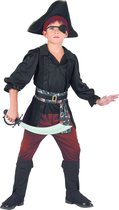 LUCIDA - Zwart en rood piraat kostuum voor jongens - S 110/122 (4-6 jaar)