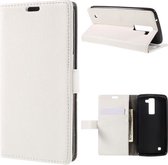 Litchi cover wallet case hoesje LG K8 wit