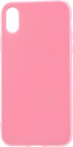 Shop4 - iPhone X / Xs Hoesje - Zachte Back Case Glans Licht Roze