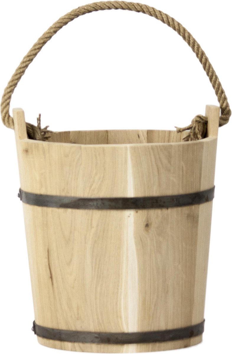 Houten Emmer met Touw eiken groot 20 l.