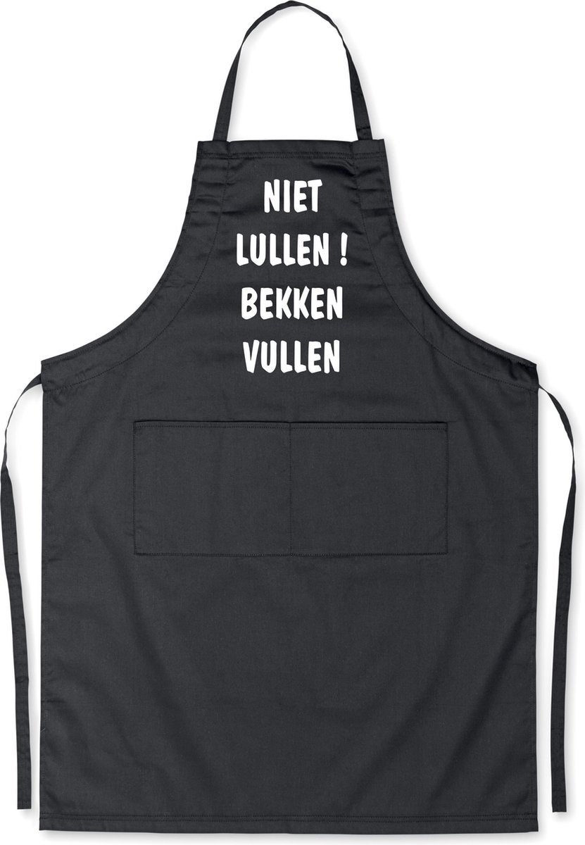 Mijncadeautje - Luxe schort - Niet lullen bekken vullen - zwart