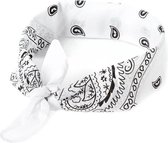 Bandana Paisley wit - 100% katoen - white - Cotton - zakdoek - hoofdband - sjaaltje - accessoire - carnaval
