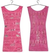 Dielay - Roze Jurkje met 30 Vakjes voor Sieraden - Ringen, Oorbellen, Accesoires - 70x36 cm