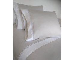 DeSafo Lille luxe lakenset - Laken - Katoen satijn - 300TC - Oudroze/lichtgrijs - 240 X 280 cm - Incl. twee kussenslopen