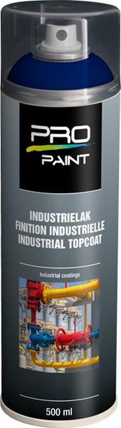 Spuitbus Pro-Paint Industrielak, verkeersblauw RAL 5017 HG, 500 ml.