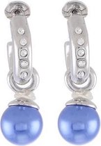 Behave - Oorbellen - Dames - Oorringen - Oorhangers - Met blauwe parel - En mooie kristalstenen - Zilver Kleur - 2.5 cm