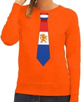 Oranje Holland stropdas sweater / trui dames - Oranje Koningsdag/ supporter kleding XS