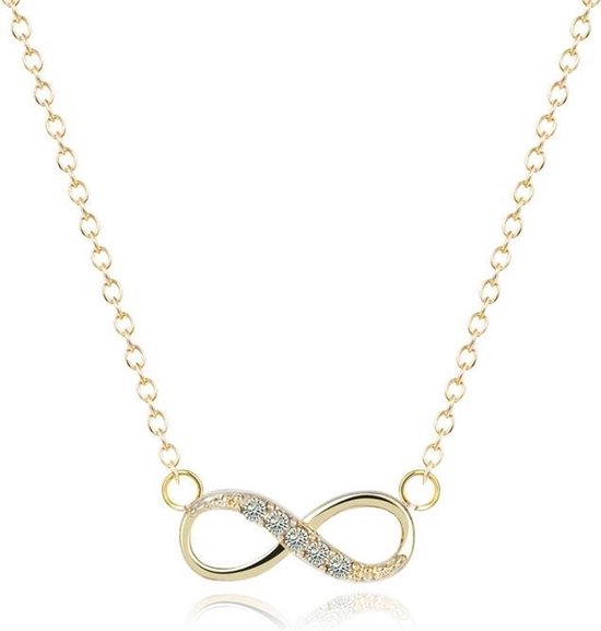 Hippe dames ketting Infinity Zircon Goudkleurig