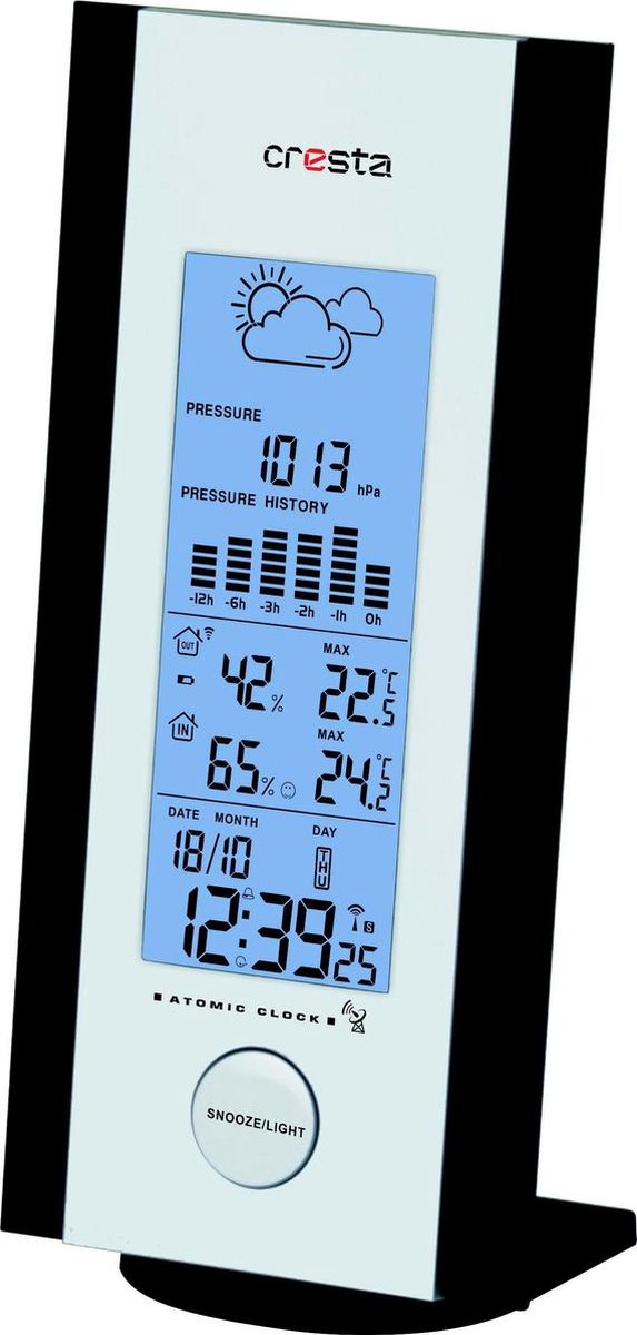 Bol.com Cresta Care DTX250 Digitaal Weerstation voor binnen en buiten | Zwart/Zilver aanbieding