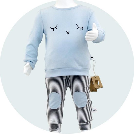 Babycity kledingset broek en trui konijntje blauw 80