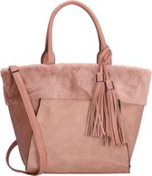 Dudlin Hand & Schoudertas Pink Fake Fur met leuke Hanger Trendy Tas