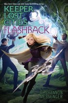 Boekomslag van "Keeper of the Lost Cities - Flashback" met een blond meisje met een mantel en een zwevend wapen, omringd door een gloeiende blauwe energie.