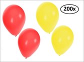Ballonnen helium 200x rood en geel - ballon helium lucht festival carnaval feest verjaardag