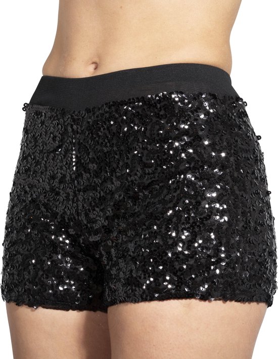 Hotpants pailletten zwart - Maat 34 t/m 38