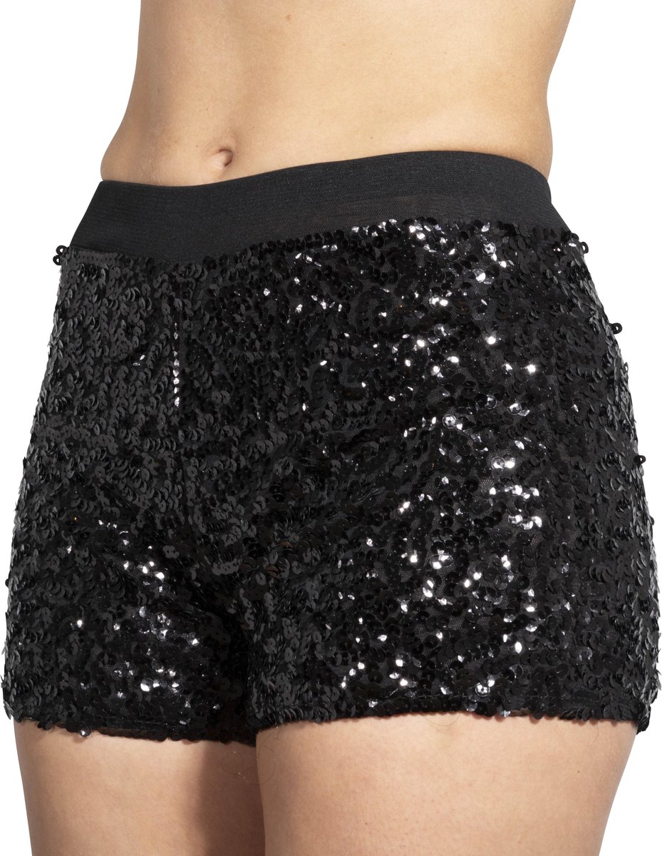 Hotpants pailletten zwart - Maat 34 t/m 38