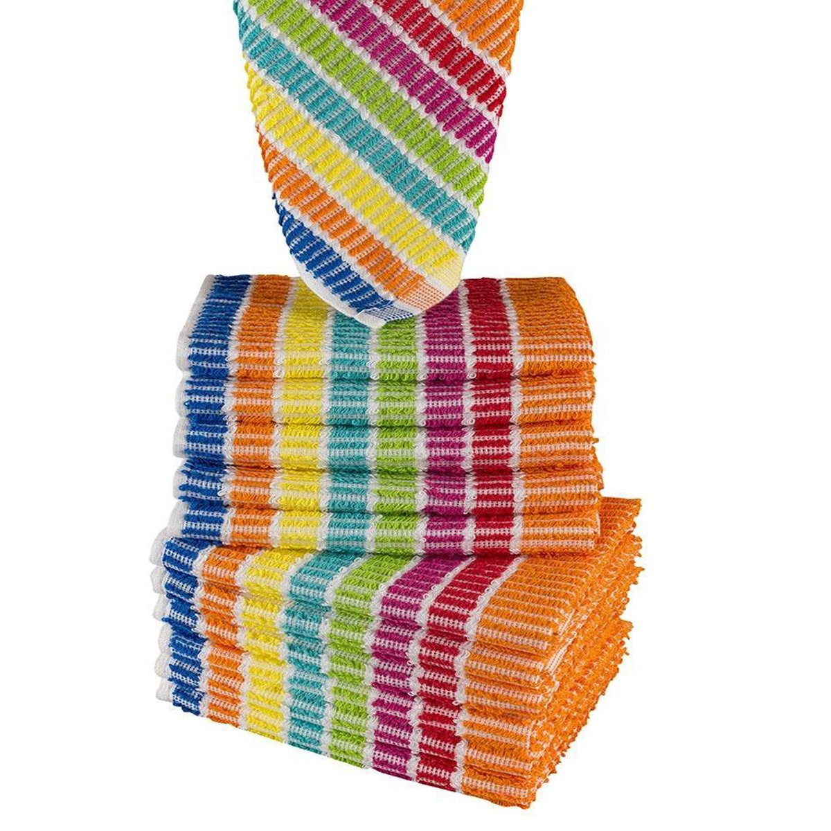 Homéé® Vaatdoeken regenboog gestreept - set van 20 stuks 35x35cm 100% Katoenen badstof