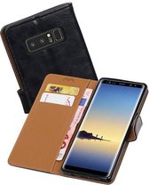 Zakelijke Book Case Telefoonhoesje Geschikt voor de Samsung Galaxy Note 8 - Portemonnee Hoesje - Pasjeshouder Wallet Case - Zwart