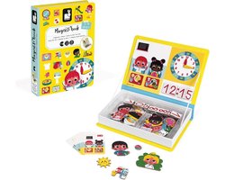 foto van Janod Magnetibook - Klok Kijken - Magneetboek Speelset Inclusief 75 Magneten En 8 Voorbeeldkaarten - Geschikt vanaf 3 Jaar