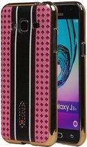 M-Cases Ruit Design TPU Hoesje voor Galaxy J3 J300F Roze
