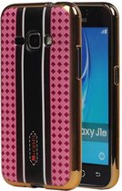 M-Cases Ruit Design TPU Hoesje voor Galaxy J1 2016 Roze