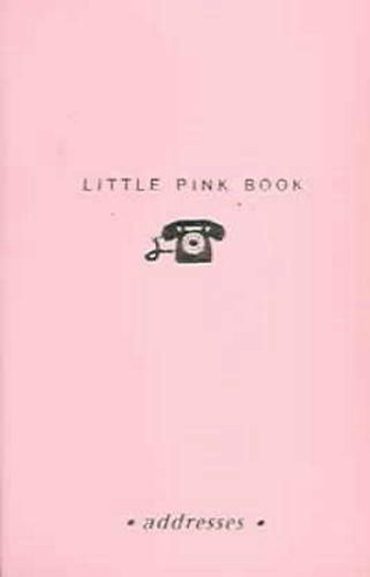 Lichtroze notitieboek met de tekst 'LITTLE PINK BOOK' en een afbeelding van een zwarte telefoon.