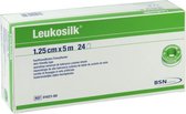 Leukosilk, hechtpleister met klemring 1,25cm x 5m, doosje 24 stuks