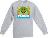 Plons de kikker sweater grijs voor kinderen - unisex - kikkers trui 12-13 jaar (152/164)