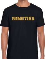 Nineties gouden glitter tekst t-shirt zwart heren - Jaren 90 kleding XXL