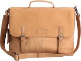 Leather Junky - laptop tas - The Bookmaker Bag - camel - leer