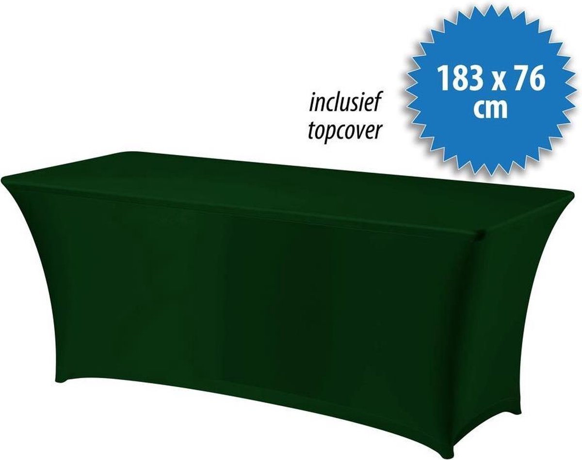 Cover Up Tafelrok Stretch - 183x76cm - Incl. Topcover - Donkergroen