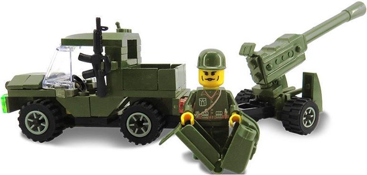 Groene Leger Auto met Kanon en Soldaat - Militair Lego Oorlog Speelgoed  -Zonder... | bol.com