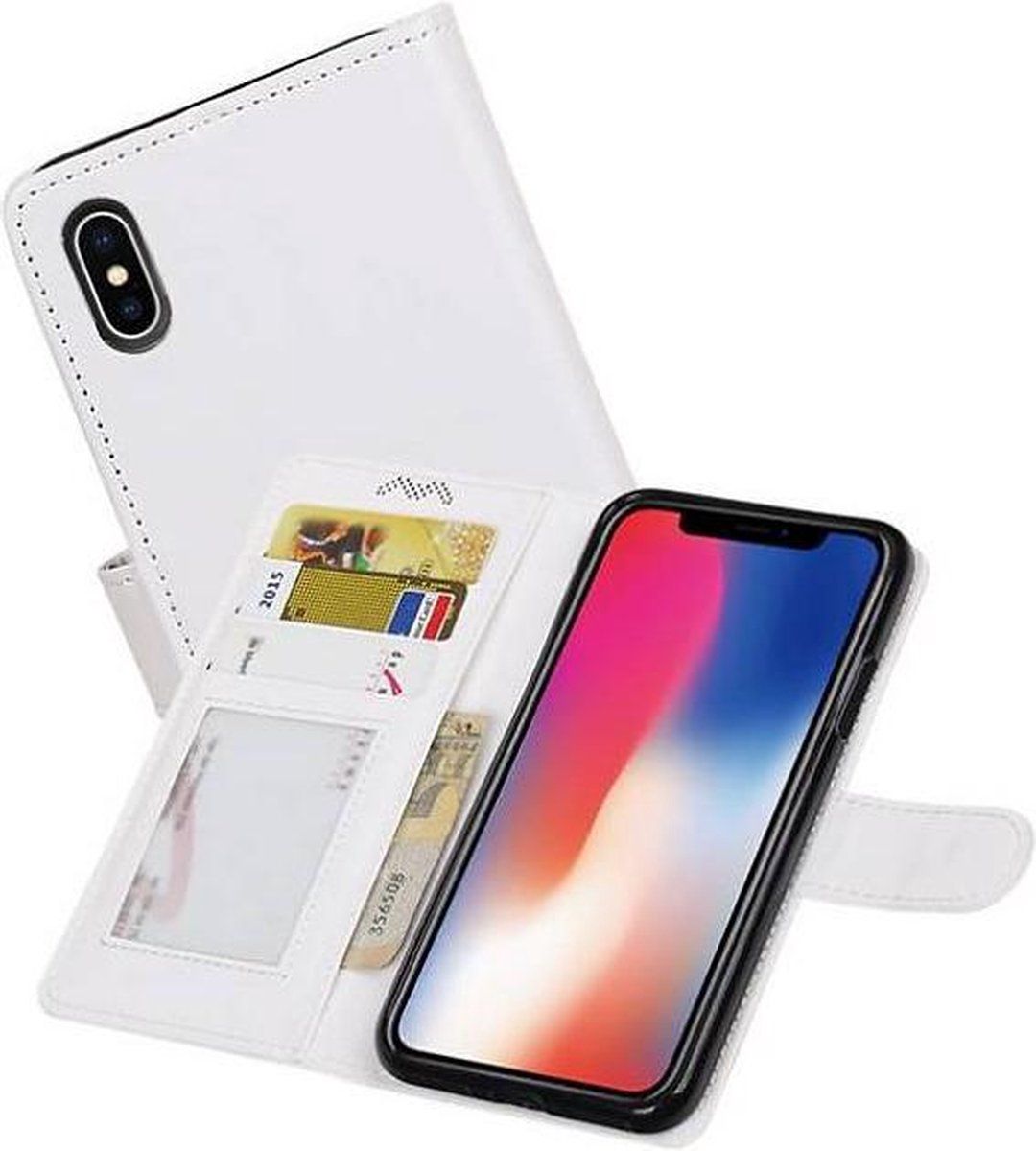 Hoesje Geschikt voor iPhone X - Portemonnee hoesje booktype wallet case Wit