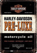 Harley-Davidson Pre Luxe oil. Metalen Postcard 10 x 14 cm.