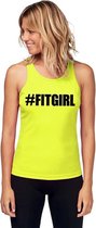 Neon geel sport shirt/ singlet #Fitgirl dames XL