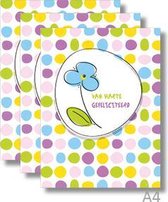 3x Dubbele A4 kaart met envelop - Gefeliciteerd - Formaat: 235 x 310 mm