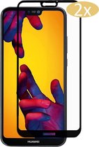2 Stuks Screenprotector geschikt voor Huawei P20 Lite | Full Cover Volledig Beeld | Tempered Glass - van iCall