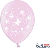 50 Ballonnen in zak vlinders metallic - Roze/wit 30cm