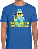 Fout paas t-shirt blauw take me to your leader voor heren S