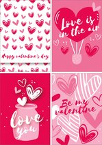 Valentijnskaarten - Set van 8 x Wenskaart - Valentijn en Liefde