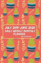 July 2019-June 2020 Daily Weekly Monthly Planner Red Cactus 6x9