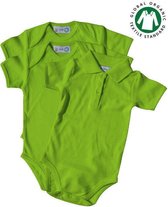 TOSKE 3-pak baby rompers korte mouw/polokraag - Lime groen - Maat 62/68