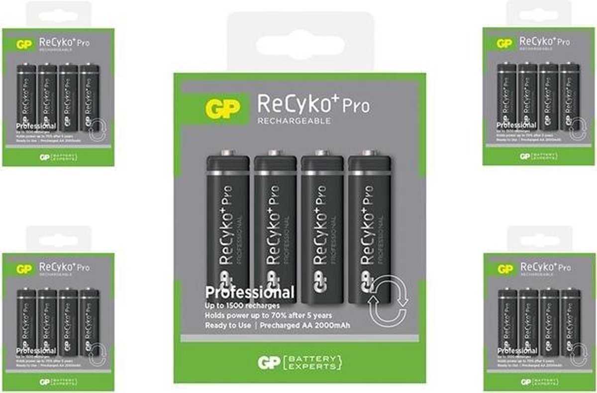 20 Stuks (5 Blisters a 4st) - GP R6/AA ReCyko+ PRO 2000mAh 1.2V NiMH Oplaadbare Batterijen