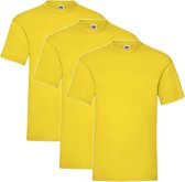 3 Pack Shirts Fruit of the Loom Ronde Hals Geel Maat M Valueweight