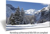 Kerstdorp achterwand - 60x100 cm - display achterwand - winter in de bergen - kerstdecoratie binnen